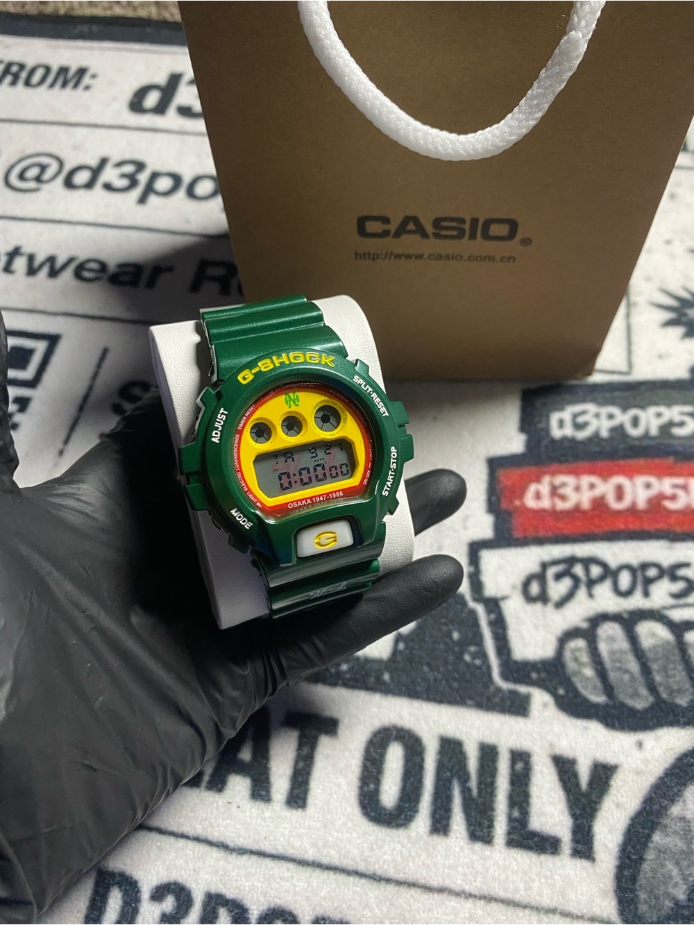 Casio G-Shock Green, Yellow & Red Digital Watch